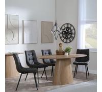 Palma Dining Set - 6 Seater - 180cm - Oval - Oak - Corona Dining Chairs - Grey Fabric