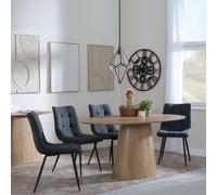 Palma Dining Set - 6 Seater - 180cm - Oval - Oak - Corona Dining Chairs - Light Grey Fabric