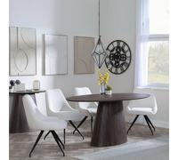 Palma Dining Set - 6 Seater - 180cm - Oval - Walnut - Arctic Dining Chairs - Cream Velvet Fabric - Swivel