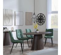 Palma Dining Set - 6 Seater - 180cm - Oval - Walnut - Corona Dining Chairs - Green Fabric