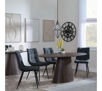 Palma Dining Set - 6 Seater - 180cm - Oval - Walnut - Corona Dining Chairs - Light Grey Fabric