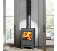 Palma L 5Kw Contemporary Wood Burning Multi Fuel Stove - Ecodesign Ready - Black Steel Fire