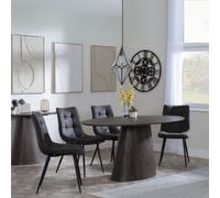 Palma Walnut Oval Dining Set - Corona Grey Fabric Chairs