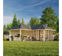 Bianca 211/511 (6x6m | 24.9m2) Corner Summer House With Sliding Doors And Louvre Walls (Double Glazing Available)