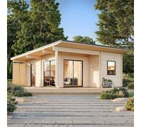 Cecilia XL (5,6x6,9m | 30m2 | 70mm) 4-Room Modern Log Cottage with Aluminium Doors and Windows
