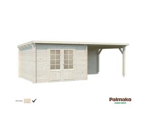 Palmako Ella Pent Summer House With Veranda - 6.5M X 3M - 28mm Wall Logs Glass Glazing