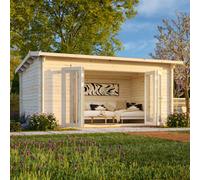 Palmako Ines 2 Bi-Fold Summer House - 4.8M X 3M - 44mm Wall Logs Double Glazing