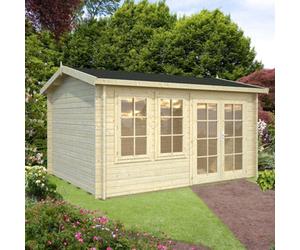 Palmako Iris 11.1 Summer House - 3.9M X 3M - Modern Garden Building 44mm Wall Logs - Double Glazed