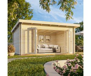 Palmako Lea 1 V2 Modern Summer House - 4.5M X 3.3M - 44mm Walls Aluminium Glass Sliding Door Single Glazed