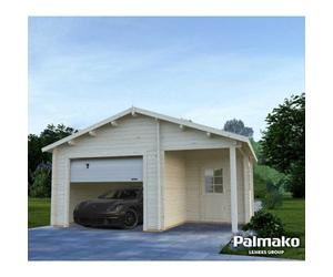 Palmako Roger 21.9M² With Side Hung Double Garage Doors - 5.1M X 5.5M - 44mm Wall Logs