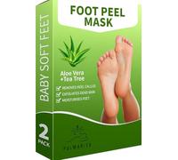 Palmarisa Foot Peel Mask - Exfoliating Socks for Cracked Heels & Hard Skin - Aloe Vera & Tea Tree - 2 Pairs - Baby Soft Feet in 10-14 Days, Dermatologically Tested