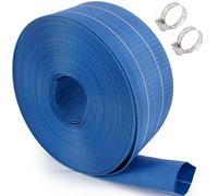 Palmarosa Heavy-Duty PVC Pool Backwash Hose, 2" x 100 ft, Blue, Polyester, 1 Roll + 2 Clamps