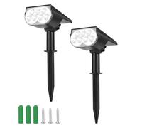 Palmcee Solar Lights Outdoor Garden, 2PCS Solar Garden Lights LED Solar Landscape Spotlights, IP65 Waterproof Solar Spot Lights Outdoor with 3 Light Modes, Garden Spot Lights for Yard Driveway Walkway
