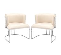 palmer beige faux leather dining chairs with silver frame in pair