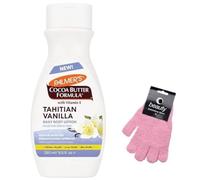 Palmer Cocoa Butter Formula 48-Hour Drenching Body Lotion Tahitian Vanilla - 250ml with Exfoliating Gloves - Deep Hydration, Shea Butter & Sweet Almond Oil, Soft Silky Skin, Comforting Moisture