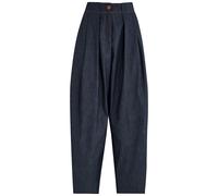 Palmer//harding Solo Barrel-leg Chambray Trousers - Dark Blue - 16 (UK16 /xl)