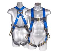 Palmer Safety Full Body Construction Harness with 5 Point Adjustment, 3D-Ring, Grommet Legs, and Fall Indicators I OSHA ANSI Roofing Tool Personal Equipment (Blue - Universal)