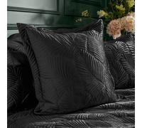 Palmeria Velvet Embroidered Polyester Filled Cushion Paoletti Black 60cm x 60cm