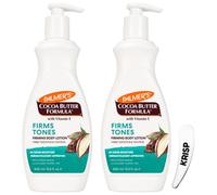 Palmer's Cocoa Butter Formula Firming Body Lotion with Vitamin E, Collagen, Q10 & Elastin 2 x 400ml - Firms, Tones, Smooths Skin with Cosmetic Spatula - 48H Moisture, For Dry & Ageing Skin