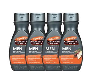 Palmer's Cocoa Butter Formula Men 3-in-1 Lotion with Vitamin E, 250ml, Set of 4 - Hydrates Body, Face, and Hands for 24-Hour Moisture