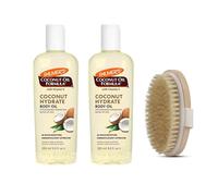 Palmer's Coconut Oil Body Oil Bundle - 2X Coconut Oil 250ml for Skin, 1X Dry Body Brush for Exfoliation & Hydration - Moisturizing Body Care by Palmers