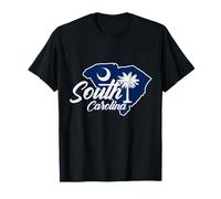 Palmetto Tree and Crescent Moon in South Carolina SC Map T-Shirt