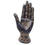 Palmistry Hand Resin Statue Telling Palm Reading, Ancient Mystical Palm with Lines and Symbols Sculpture for Palm Readers(Black)