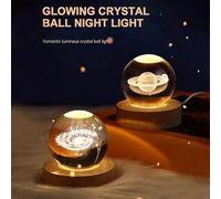 Palmley Cosmic Orbs, Calming Stellar Spheres, Cosmic Orbs Moon, Cosmic Glow Lamp, 3d Solar System Crystal Ball Night Light, Led Crystal Space Sphere For Bedroom Decor(Saturn,8CM)