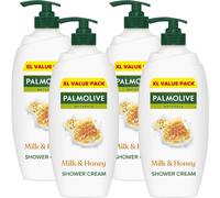 Palmolive Naturals Milk & Honey Shower Gel Cream 4x750ml, vitamin E body wash to nourish skin, leaves skin feeling soft