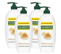 Palmolive Naturals Milk & Honey Shower Gel Cream 4x750ml, vitamin E body wash to nourish skin, leaves skin feeling soft, with plant-based almond milk, ingredients of 95% natural origin*