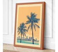 Palms and City Art Deco Canvas Wall Art Print 24x16 Inch