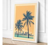 Palms and City Art Deco Canvas Wall Art Print 30x20 Inch