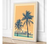 Palms and City Art Deco Canvas Wall Art Print 36x24 Inch