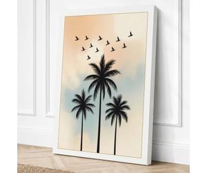 Palms and Migration Canvas Wall Art Print 18x12 Inch