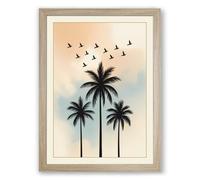 Palms and Migration Minimalist Framed Wall Art Print A1 (84.1×59.4cm) Oak, Wall Decor for Living Room, Bedroom, Office & Home, Ready to Hang, Art Gift