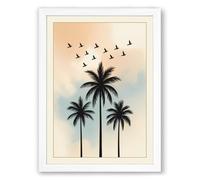 Palms and Migration Minimalist Framed Wall Art Print A1 (84.1×59.4cm) White, Wall Decor for Living Room, Bedroom, Office & Home, Ready to Hang, Art Gift