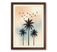 Palms and Migration Minimalist Framed Wall Art Print A2 (59.4×42cm) Walnut, Wall Decor for Living Room, Bedroom, Office & Home, Ready to Hang, Art Gift