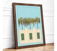 Palms and Modernism Framed Wall Art Print A1 Walnut