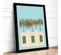 Palms and Modernism Framed Wall Art Print A4 Black
