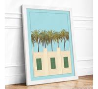 Palms and Modernism Framed Wall Art Print A4 White