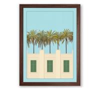 Palms and Modernism Modern Framed Wall Art Print A4 (29.7×21cm) Walnut, Wall Decor for Living Room, Bedroom, Office & Home, Ready to Hang, Art Gift