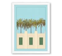 Palms and Modernism Modern Framed Wall Art Print A4 (29.7×21cm) White, Wall Decor for Living Room, Bedroom, Office & Home, Ready to Hang, Art Gift