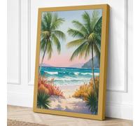 Palms Framing Paradise Canvas Wall Art Print 24x16 Inch | Ready to Hang, Gallery Wrapped, Fade-Resistant Inks, Securely Packaged, UK Made