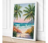 Palms Framing Paradise Canvas Wall Art Print 36x24 Inch