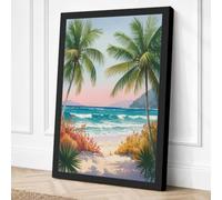 Palms Framing Paradise Canvas Wall Art Print 36x24 Inch | Ready to Hang, Gallery Wrapped, Fade-Resistant Inks, Securely Packaged, UK Made