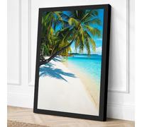 Palms on Paradise Shore Canvas Wall Art Print 36x24 Inch (91 x 61 cm)