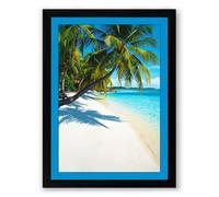 Palms on Paradise Shore Coastal Framed Wall Art Print A3 (42×29.7cm) Black, Wall Decor for Living Room, Bedroom, Office & Home, Ready to Hang, Art Gift