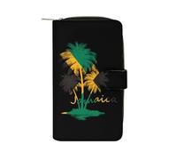 Palms Tree Jamaica Flag Long Purses for Women Leather Card Holder Mens Wallet Coin Purse