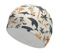 Palms Whales Trees Dolphins Swim Cap Elastic for Pool Water Sports