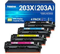 Palmtree 203X 203A Toner Compatible for HP 203X for HP 203A CF540X for M281fdw Toner for Colour Laserjet Pro MFP M281fdw M254dw M254nw M281fdn M280nw M281cdw M254dn Black Cyan Yellow Magenta 4-Pack